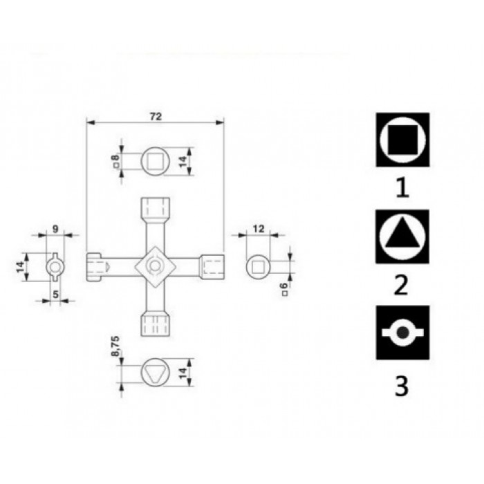 Многофункциональный 4-сторонний универсальный ключ проводника (Ключ проводника) (код 2440)