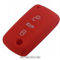 Силиконовый чехол для CITROEN / Peugeot, 3 кнопки под выкидной ключ, красный