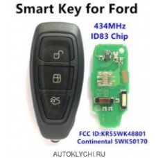 Смарт ключ для Ford Focus Mondeo Kuga Fiesta C-Max S-Max Galaxy 5WK50170 FCC ID KR55WK48801