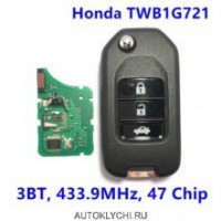 Ключ для Honda Civic Accord City CR-V Fit Jazz XR-V Vezel HR-V FRV FLEED, Model No TWB1G721 433.9Mhz, ID47 chip