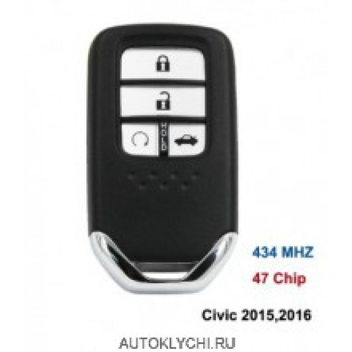 4 кнопки Smart Remote 434 мГц с 47 чип для Honda Civic 2015 2016 год (Ключи Honda) (код 3037)