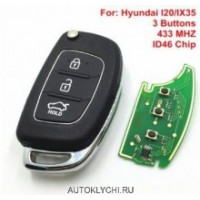 Ключ Hyundai I20/IX35 Tucson с 2010 года выкидной четыре кнопки, европейский 433Мгц