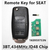Ключ дистанционный для Seat Altea Ibiza Leon Toledo  434 МГц ID48 Чип 753N 1K0959753N