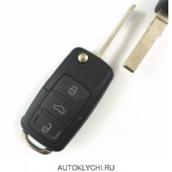 Заготовка выкидного ключа зажигания для VolksWagen, с местом для установки трансмиттера 3 кнопки (Ключи Volkswagen) (код 565)
