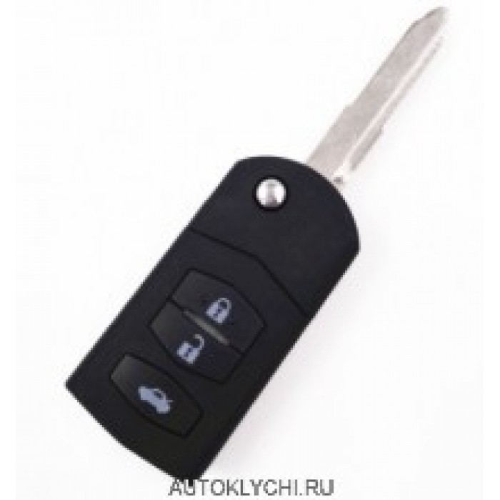 Выкидной дистанционный ключ с чипом 3 Кнопки 433 мГц для Mazda (Ключи Mazda) (код 2605)