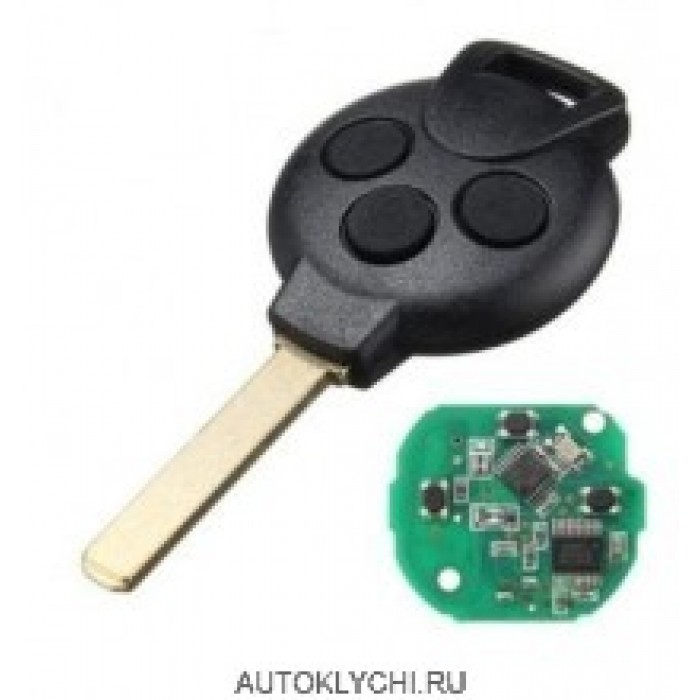 Ключ 434 МГц с чипом ц PCF7941 для Mercedes-Benz Smart Fortwo 451, 3 кнопки (Ключи Smart) (код 3051)