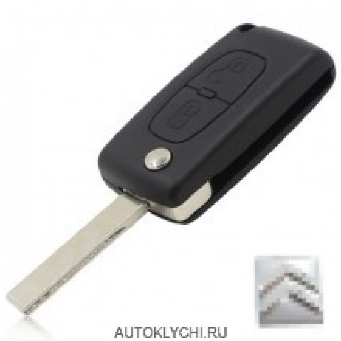 Чип ключ выкидной 2 кнопки, 433 МГЦ ID46 для Peugeot Citroen C2 C3 0536 (Ключи Citroen) (код 2508)