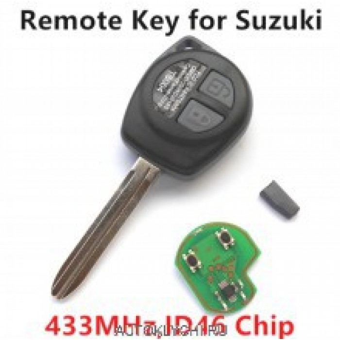 Ключ 433 МГц id 46 для SUZUKI SX4 SWIFT IGNIS ALTO Aerio Jimny Vitara XL7 2 кнопки (Ключи Suzuki) (код 2695)