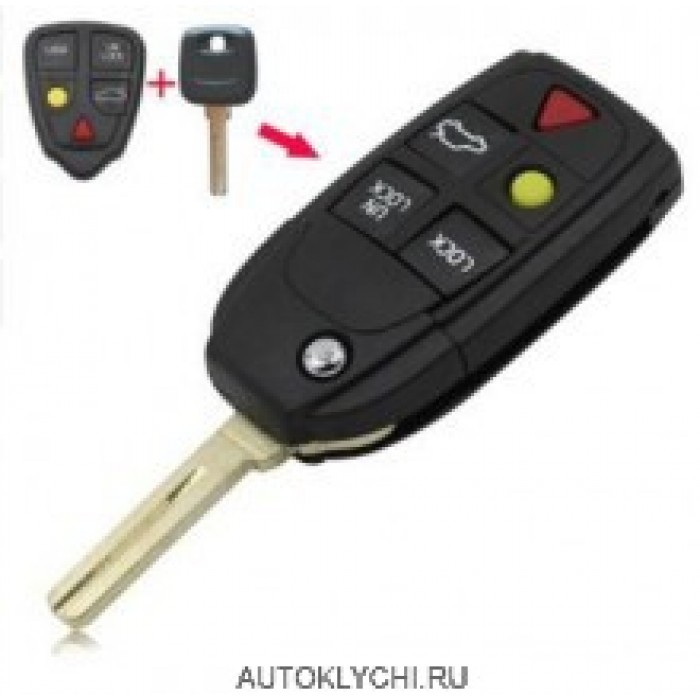 Корпус выкидного ключа для VOLVO, 4+1 кнопка "паника" (Ключи Volvo) (код 570)