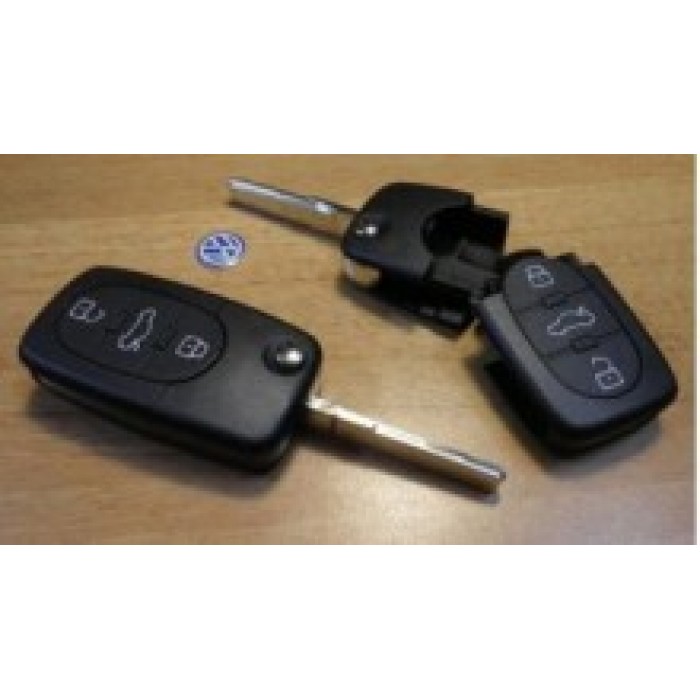 Заготовка выкидного ключа для VolksWagen, c местом для установки трансмиттера 3 кнопки (Тип 2) (Ключи Volkswagen) (код 758)