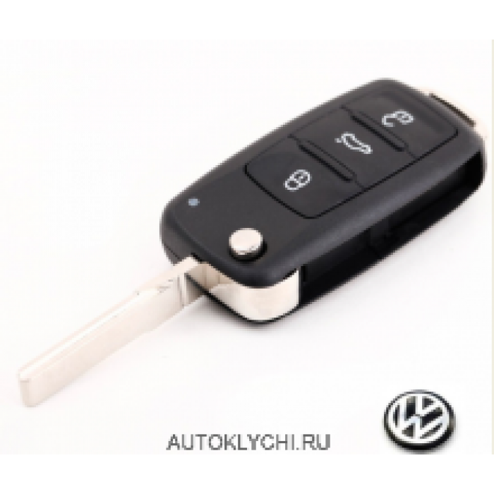 VOLKSWAGEN Passat, Tiguan,Touareg, Polo, Bora, Caddy с 2010 года выкидной ключ (корпус) 3 кнопки (Ключи Volkswagen) (код 2240)